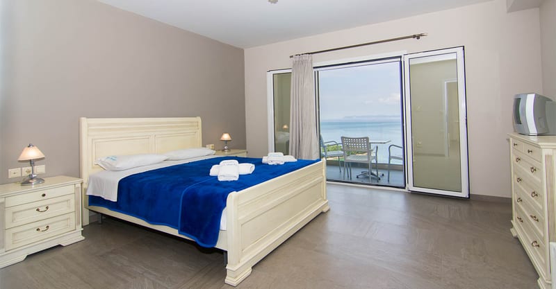 Double room at Hotel Agia Paraskevi with a balcony facing the Ionian Sea